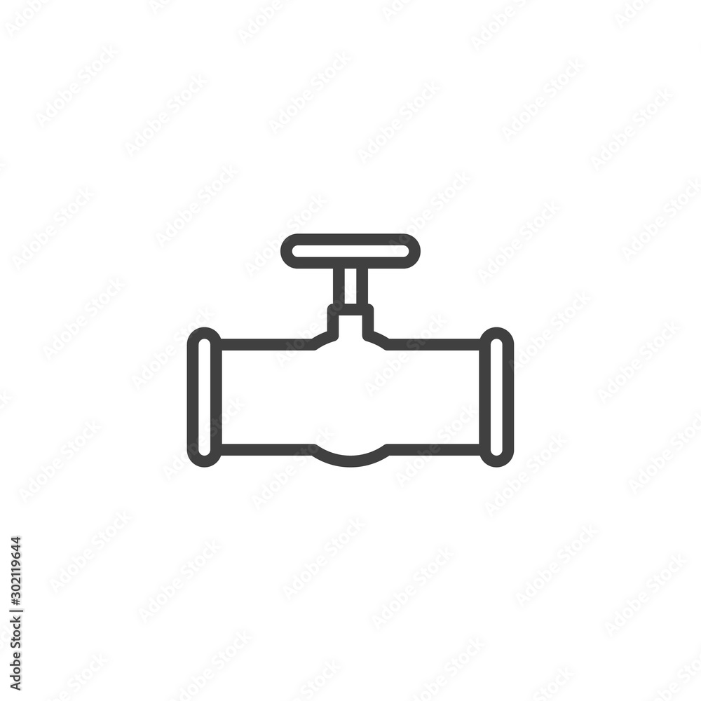 Gas pipe line icon. linear style sign for mobile concept and web design. Pipe and valve outline vector icon. Symbol, logo illustration. Vector graphics Gas pipe line icon. linear style sign for mobile concept and web design. Pipe and valve outline vector icon. Symbol, logo illustration. Vector graphics