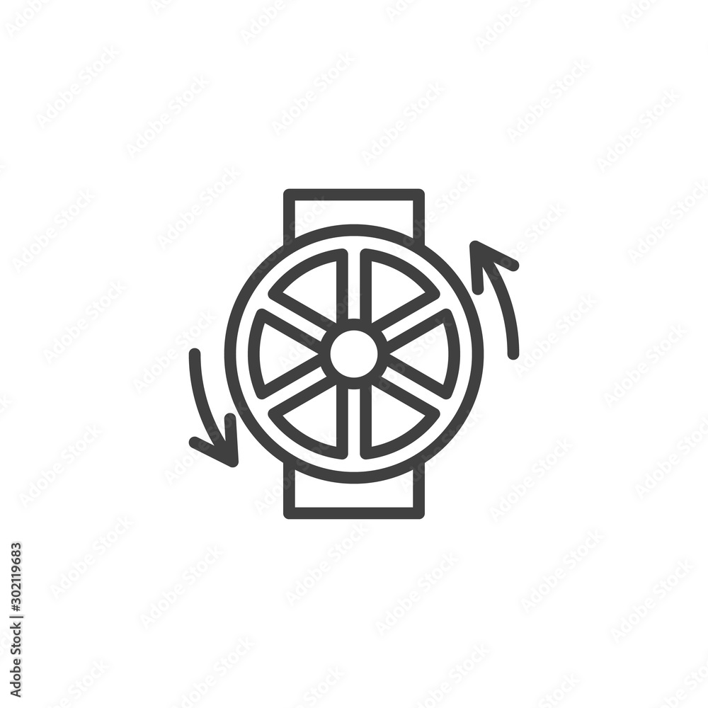 Valve open arrows line icon. linear style sign for mobile concept and