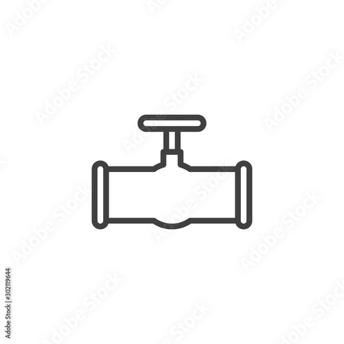 Gas pipe line icon. linear style sign for mobile concept and web design. Pipe and valve outline vector icon. Symbol, logo illustration. Vector graphics