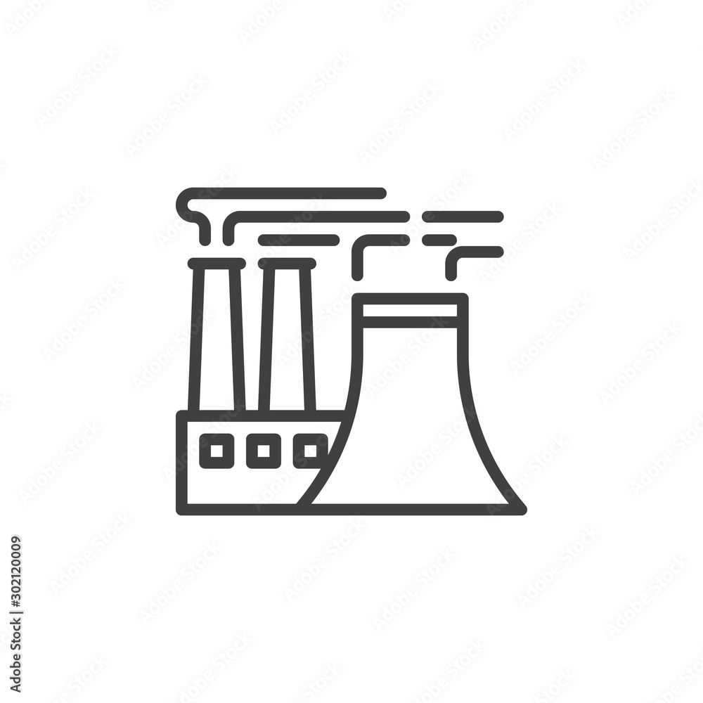 Power plant smoke line icon. linear style sign for mobile concept and web design. Refinery Factory pipes outline vector icon. Symbol, logo illustration. Vector graphics Power plant smoke line icon. linear style sign for mobile concept and web design. Refinery Factory pipes outline vector icon. Symbol, logo illustration. Vector graphics