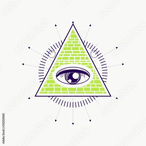 Mystical geometry symbol. Linear alchemy, occult, philosophical sign. For music album cover, poster, sacramental design. Astrology and religion concept.