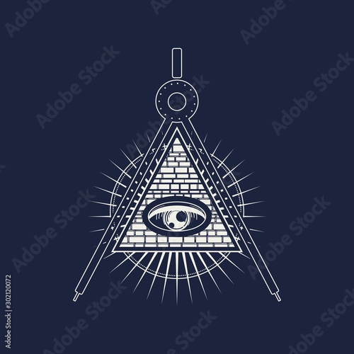 Mystical geometry symbol. Linear alchemy, occult, philosophical sign. For music album cover, poster, sacramental design. Astrology and religion concept.