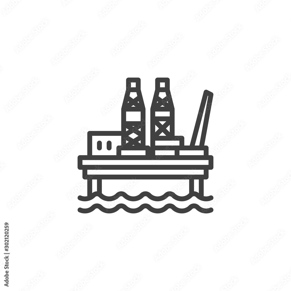Oil platform line icon. oil derrick linear style sign for mobile concept and web design. Jack Up Rig outline vector icon. Symbol, logo illustration. Vector graphics Oil platform line icon. oil derrick linear style sign for mobile concept and web design. Jack Up Rig outline vector icon. Symbol, logo illustration. Vector graphics