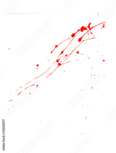 Abstract isolated red brush. Red paint splash isolated on white background