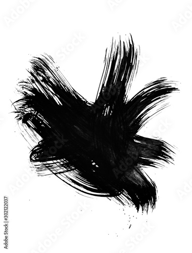 Black ink splash brush isolated on white