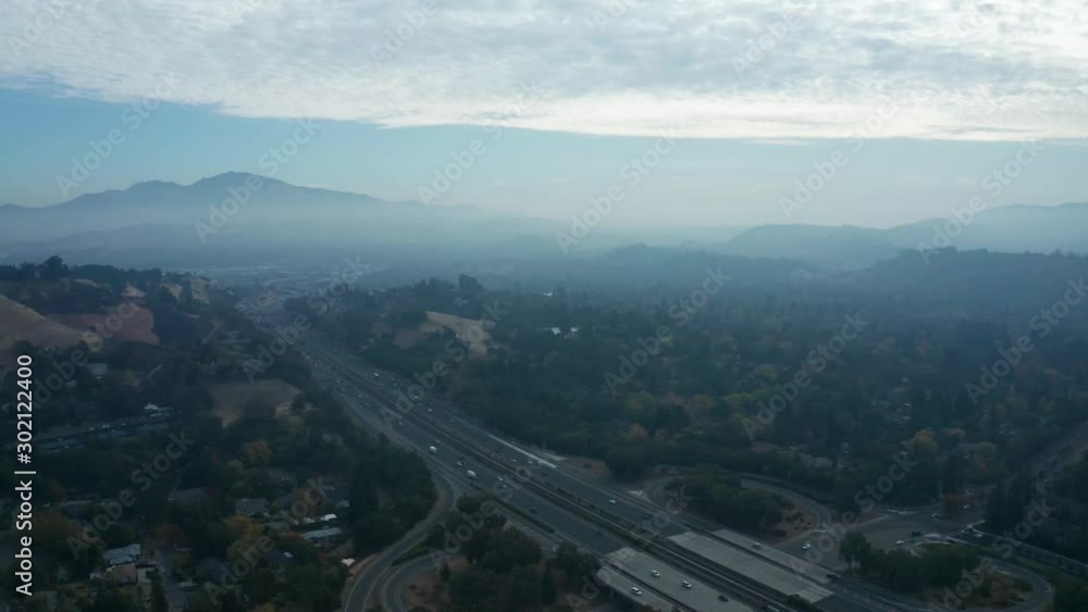 Thick wildfire smoke covers the area in the bay. Thick wildfire smoke covers the area in the bay.