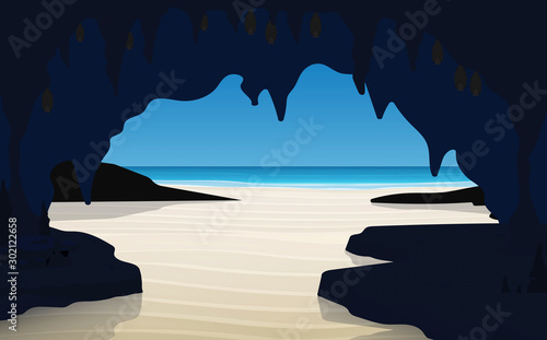 landscape of cave on the beach
