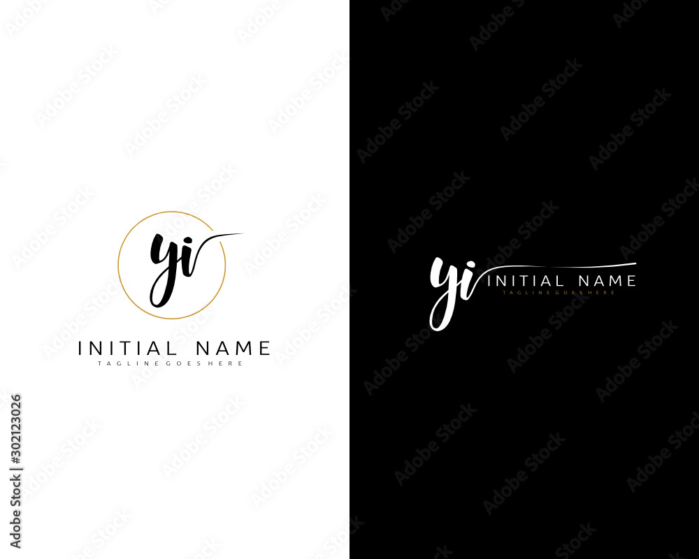 Y I YI Initial handwriting logo vector. Hand lettering for designs.