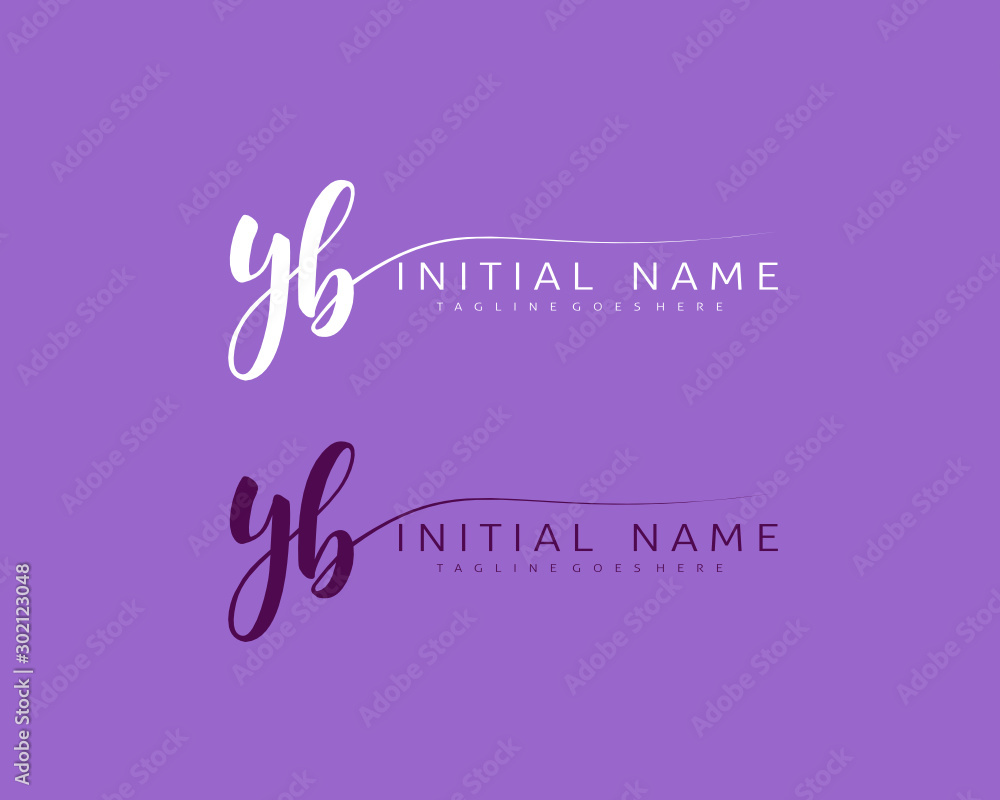 Fototapeta premium Y B YB Initial handwriting logo vector. Hand lettering for designs.