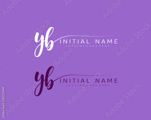 Y B YB Initial handwriting logo vector. Hand lettering for designs.