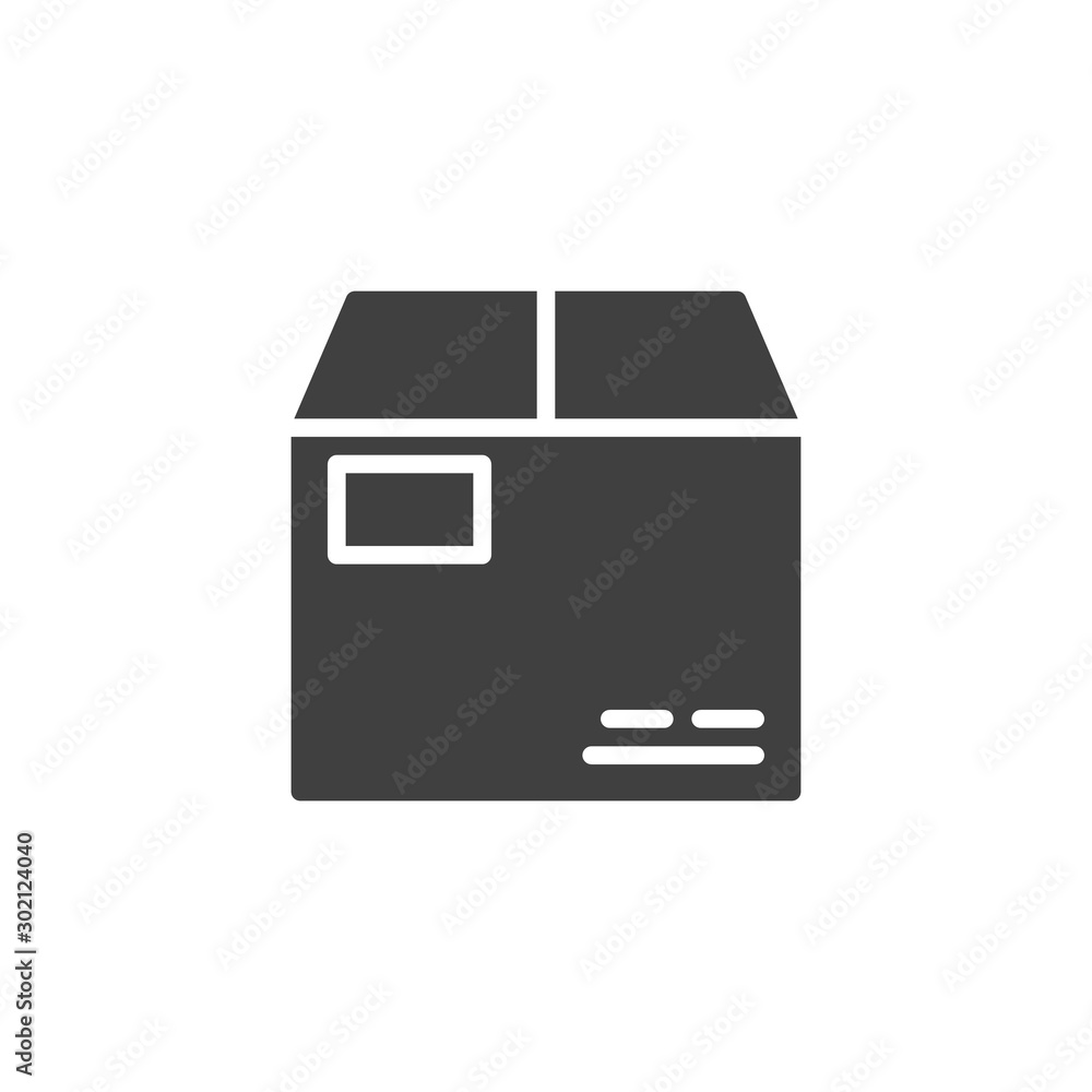 Postal package box vector icon. filled flat sign for mobile concept and web design. Parcel box glyph icon. Delivery symbol, logo illustration. Vector graphics Postal package box vector icon. filled flat sign for mobile concept and web design. Parcel box glyph icon. Delivery symbol, logo illustration. Vector graphics