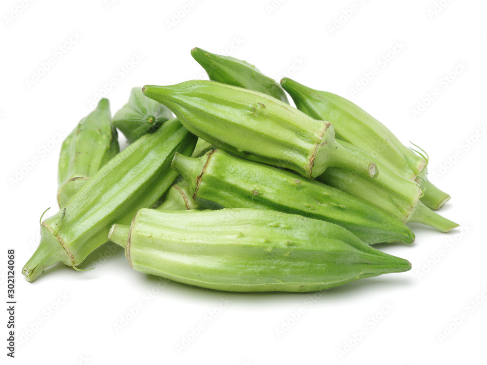 Fresh young okra isolated on white background Fresh young okra isolated on white background