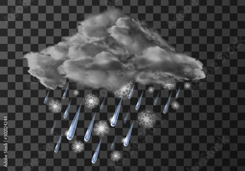 Rain cloud with wet snow weather meteo icon vector illustration