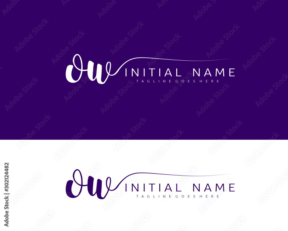 O W OW Initial handwriting logo vector. Hand lettering for designs.