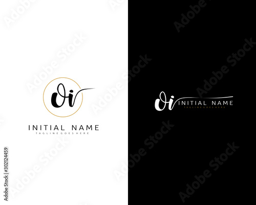 O I OI Initial handwriting logo vector. Hand lettering for designs.