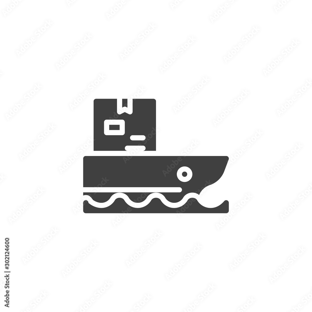 Cargo ship delivery vector icon. filled flat sign for mobile concept and web design. Logistics vessel shipping glyph icon. Symbol, logo illustration. Vector graphics Cargo ship delivery vector icon. filled flat sign for mobile concept and web design. Logistics vessel shipping glyph icon. Symbol, logo illustration. Vector graphics