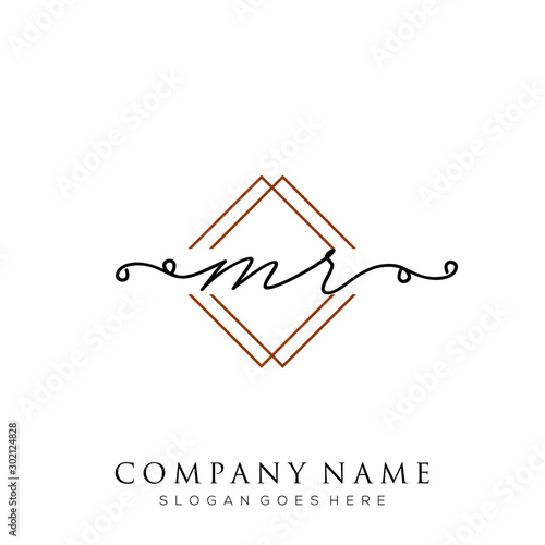 MR Initial Handwriting logo template vector