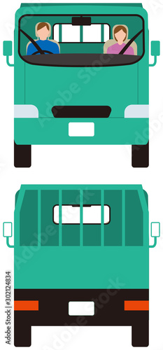 車輛.トラックの正面と後部.ベクター素材