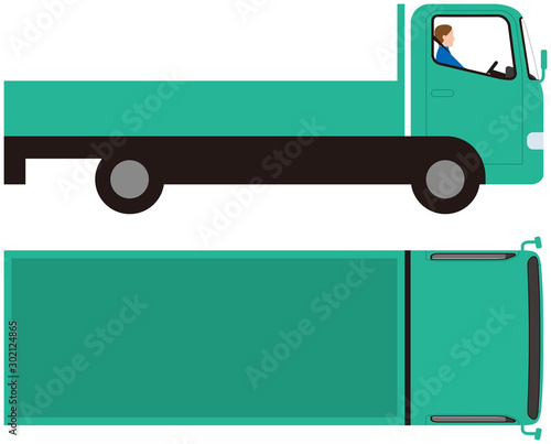 車輛.トラックの側面と上部.ベクター素材