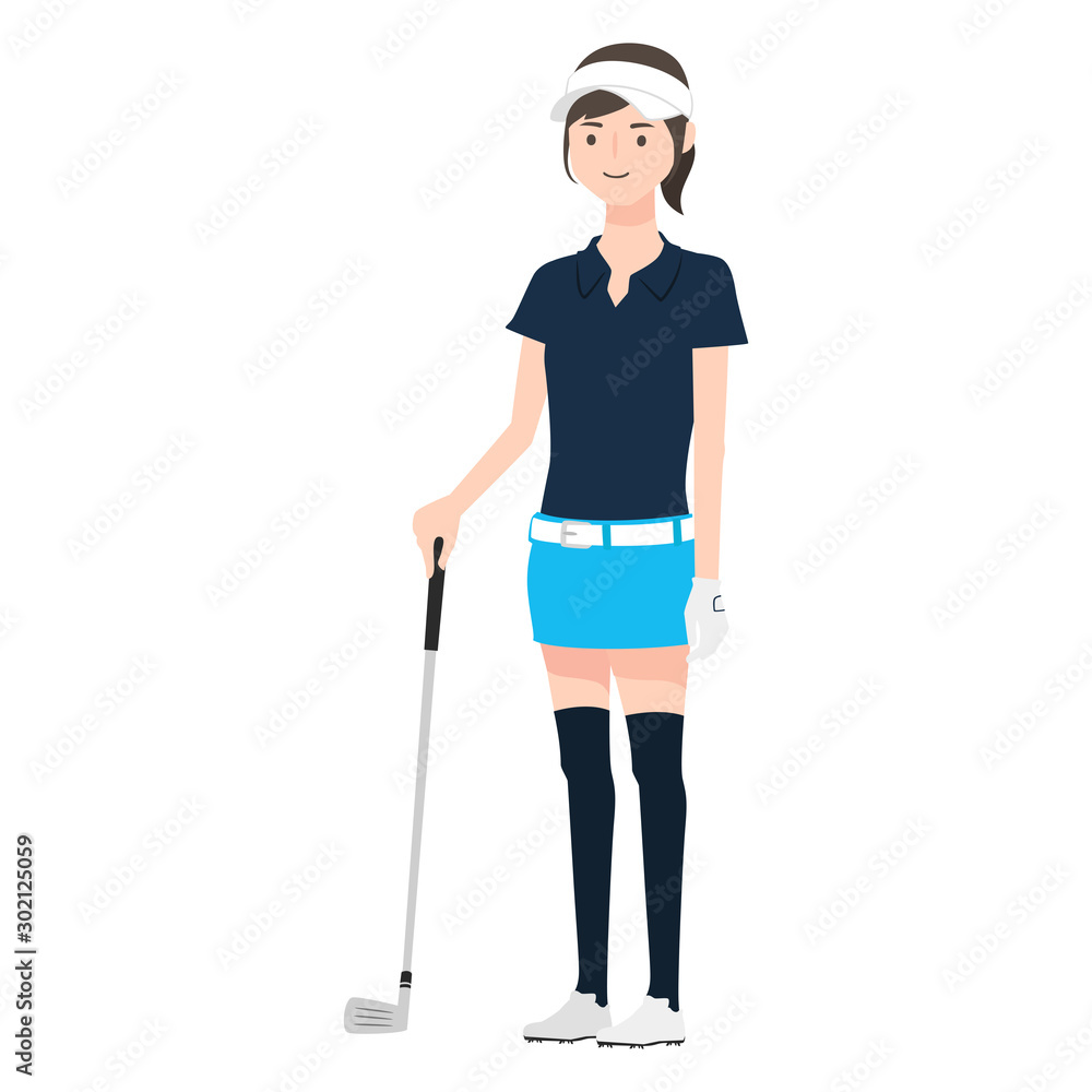 ゴルフクラブを持っている女性のイラスト Stock Vector Adobe Stock