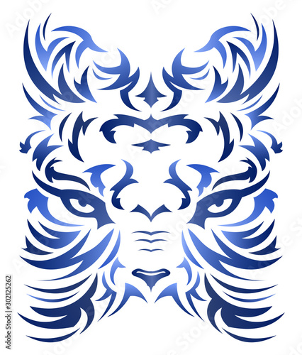 Tiger Abstract Beast Tatto style tribal vector illustration.
