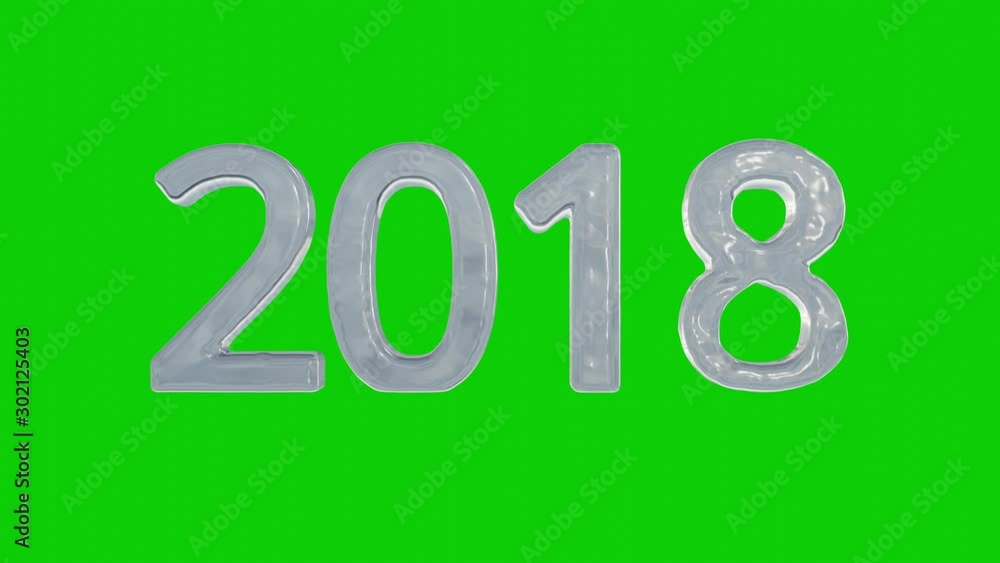 New Year 2020 water text countdown changes, Slow motion animation video, Liquid swirling and splashing, Green screen motion background 3D CG 4k Ultra HD 3840x2160, RGB with Alpha. 