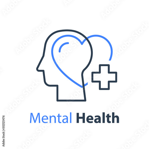 Mental health, human head, psychological help, psychiatry concept