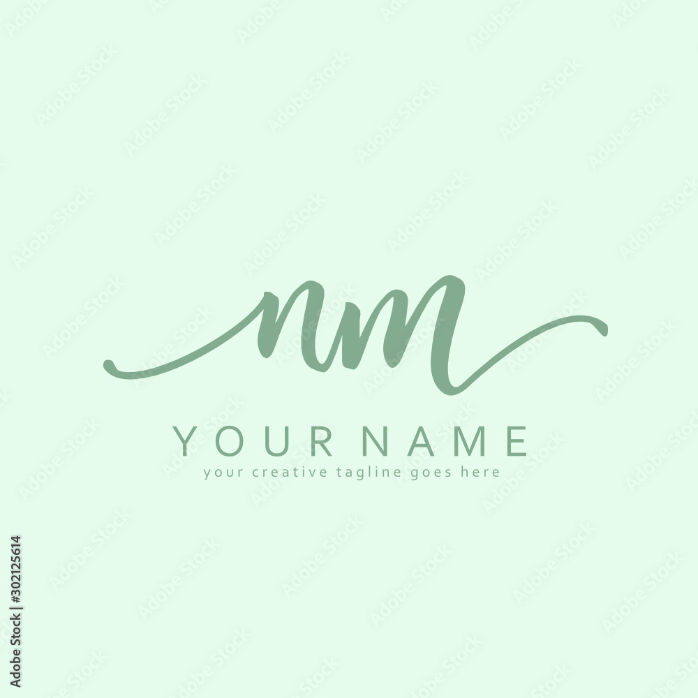 Handwriting N M NM initial logo template vector