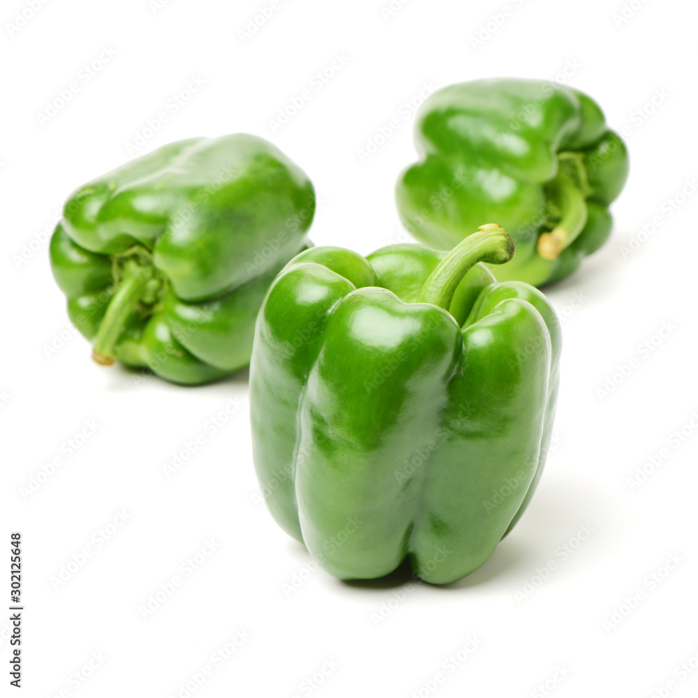 fresh green bell pepper (capsicum) on a white background fresh green bell pepper (capsicum) on a white background