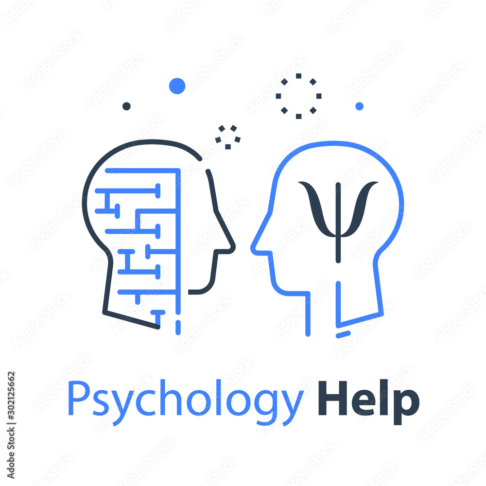 Human head profile, cognitive psychology or psychotherapy concept, mental health or disorder Human head profile, cognitive psychology or psychotherapy concept, mental health or disorder