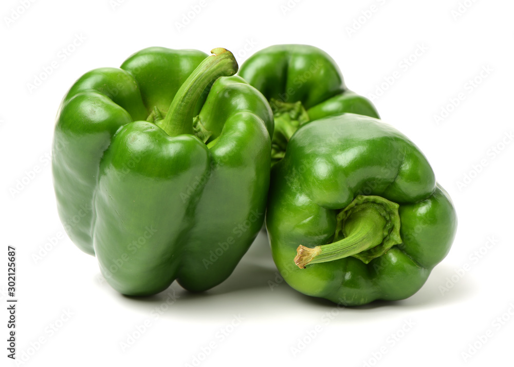 fresh green bell pepper (capsicum) on a white background fresh green bell pepper (capsicum) on a white background