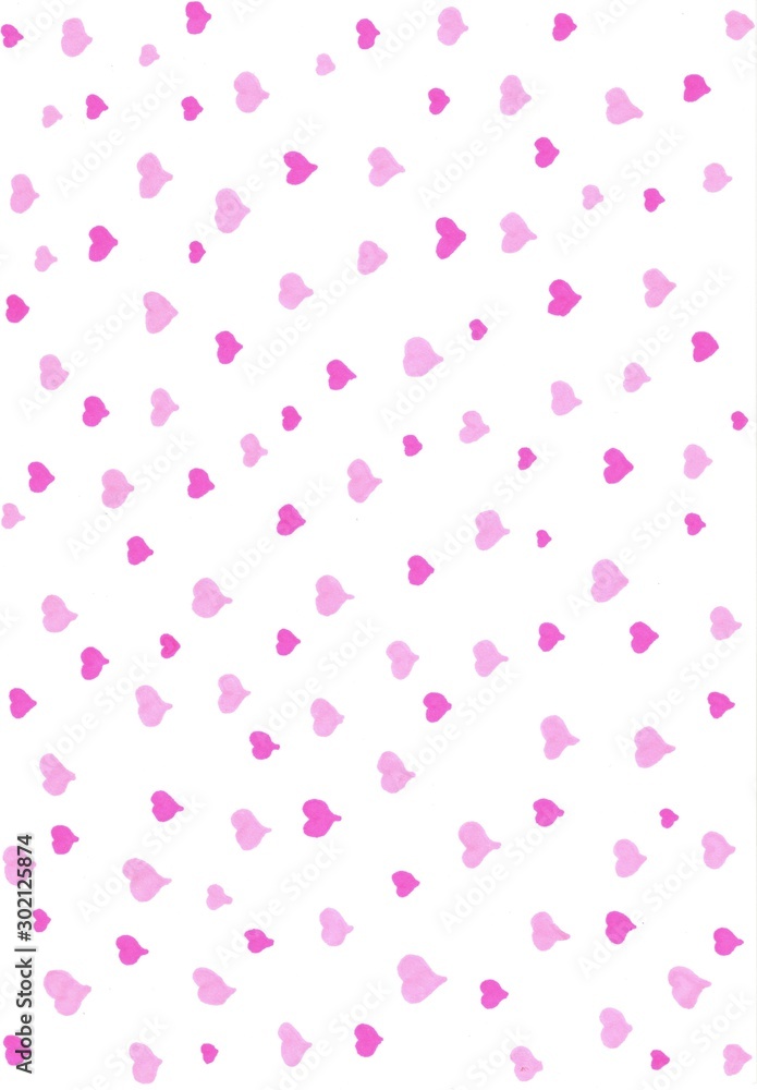Abstract white light and dark pink texture and background with small hearts drawn by markers. Great basic of print, badge, party invitation, banner, tag.