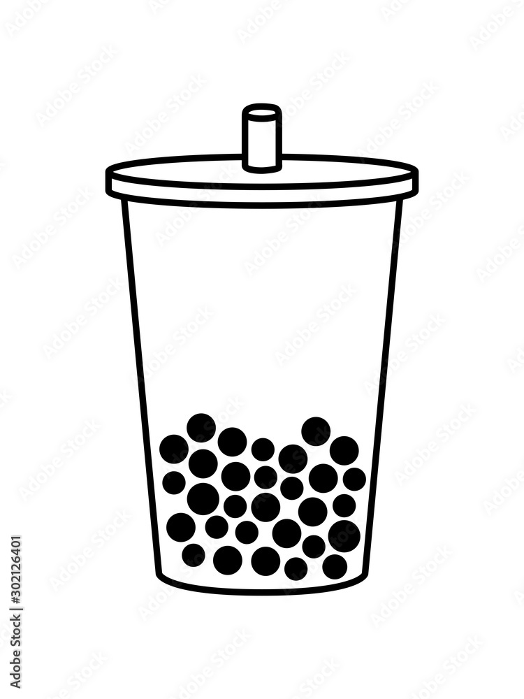 becher bubble tea trinken lecker blasen kugeln kügelchen bällchen kleine  punkte getränk unterwegs durstig glas clipart design cool  Stock-Illustration | Adobe Stock