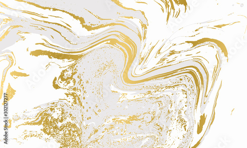 Gray and gold agate ripplle pattern. Pale beautiful marble background.