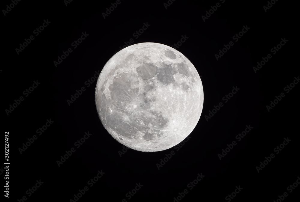 Obraz premium Close up Full moon Isolated on Dark Sky in Thailand