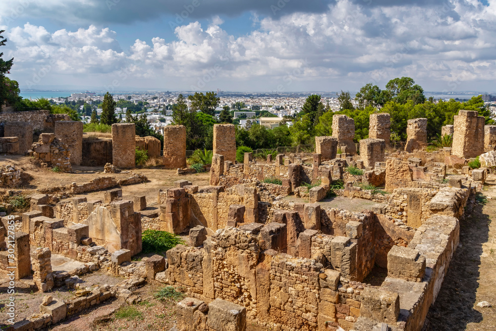Antique ruins at the excavation site of the city of Carthage