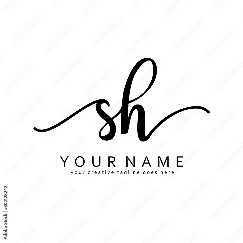 Handwriting S H SH initial logo template vector Handwriting S H SH initial logo template vector