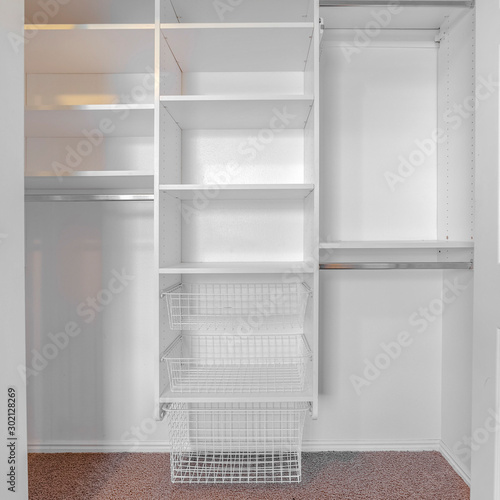 Square Open double door built in closet looking in