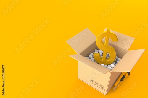 Foto Dollar currency inside package
