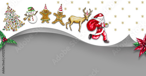 Foto Christmas background by using materials paint with watercolor to design,and have space to put your text