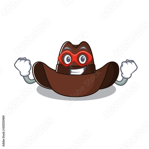 Cheerful on cowboy hat super hero cartoon character