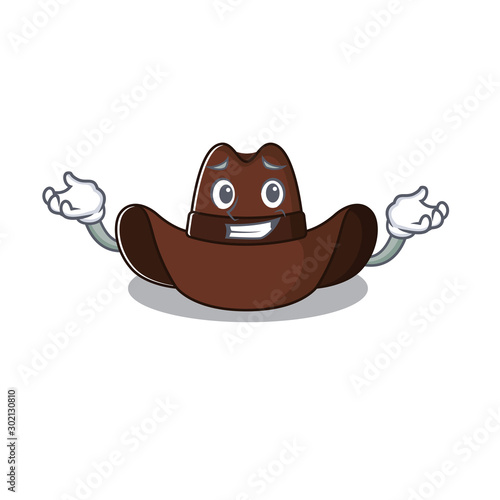 Cheerful on cowboy hat grinning cartoon character