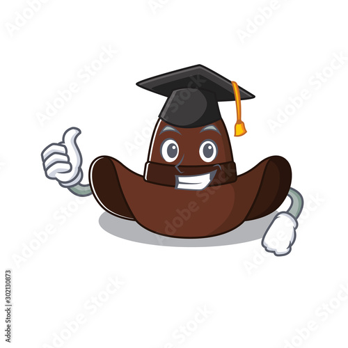 Cheerful on cowboy hat graduation hat cartoon character