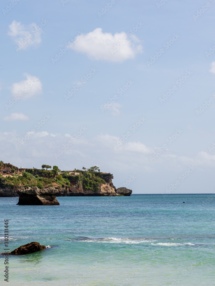 Naklejka premium beautiful coastal scenery along the Bali coastline
