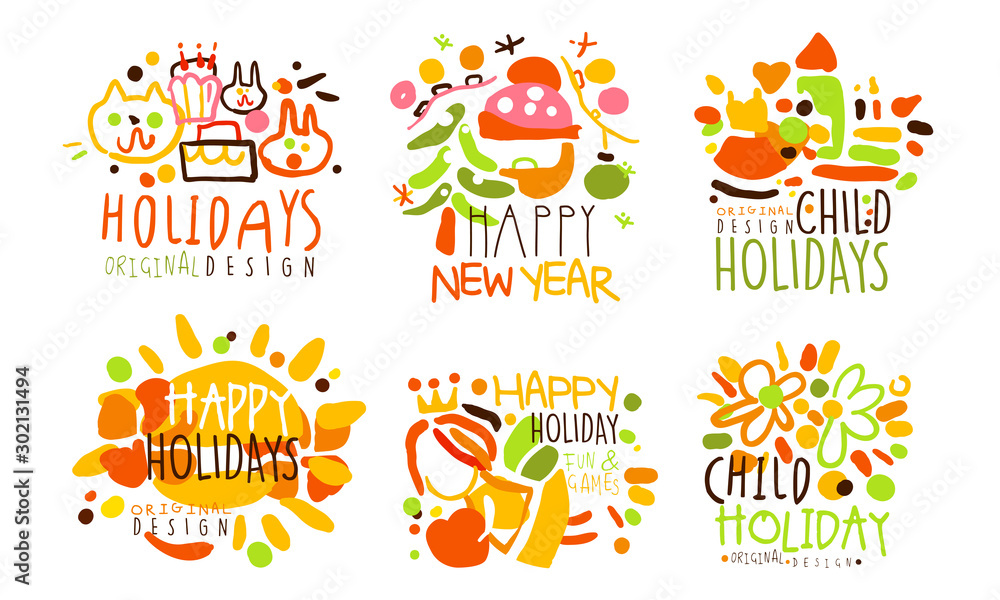 Set of logos for the holiday. Vector illustration.