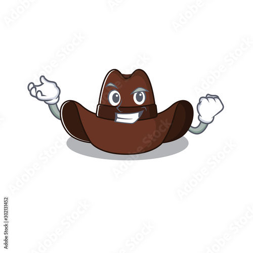 Cheerful on cowboy hat successful cartoon character