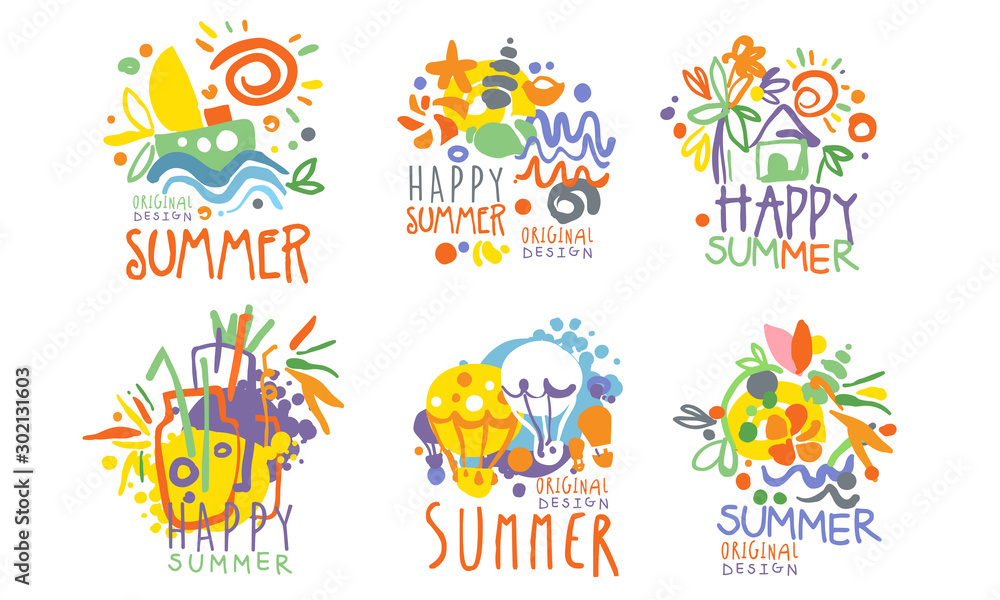 Minimalistic summer pictures with lettering. Vector illustration. Minimalistic summer pictures with lettering. Vector illustration.