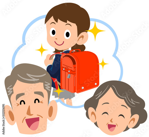 孫の小学校入学を喜ぶ祖父母