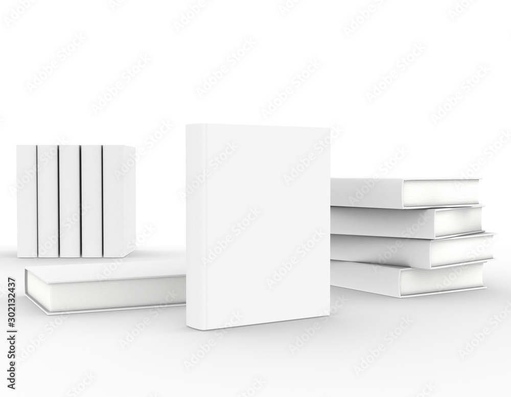 template empty book mockup set white background , 3d rendering template empty book mockup set white background , 3d rendering