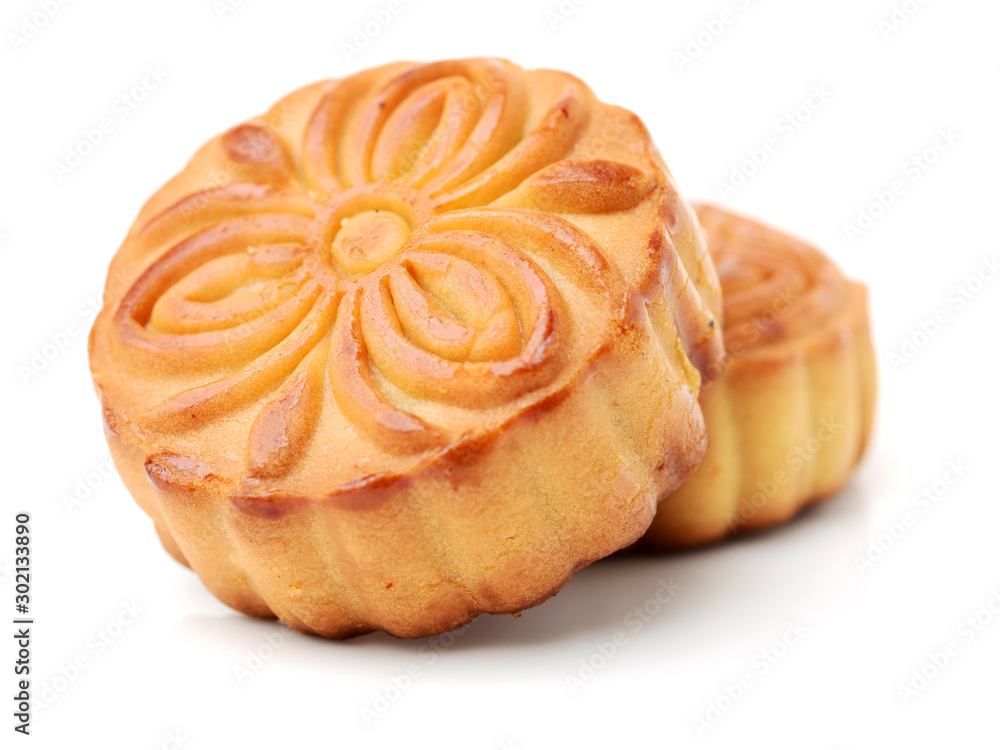 Mid-Autumn Festival moon cake on white background Mid-Autumn Festival moon cake on white background